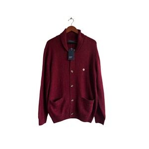 Crown & Ivy Womens‎ Cardigan Sweater Large Burgundy Speckled Button Front Shawl